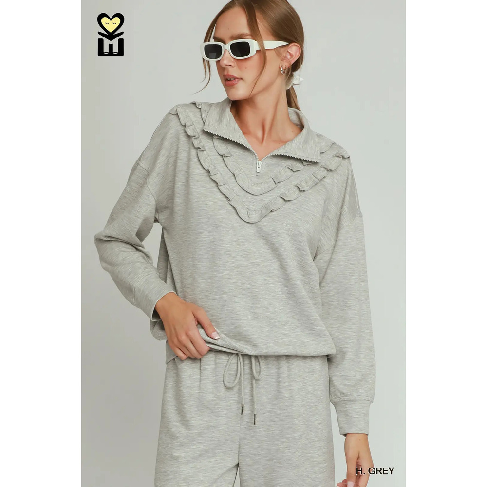 H1034-TP HG Umgee MOHMe Ruffle Drawstring Bottom & Quarter Zip Top Various Sizes - Picture 7 of 12